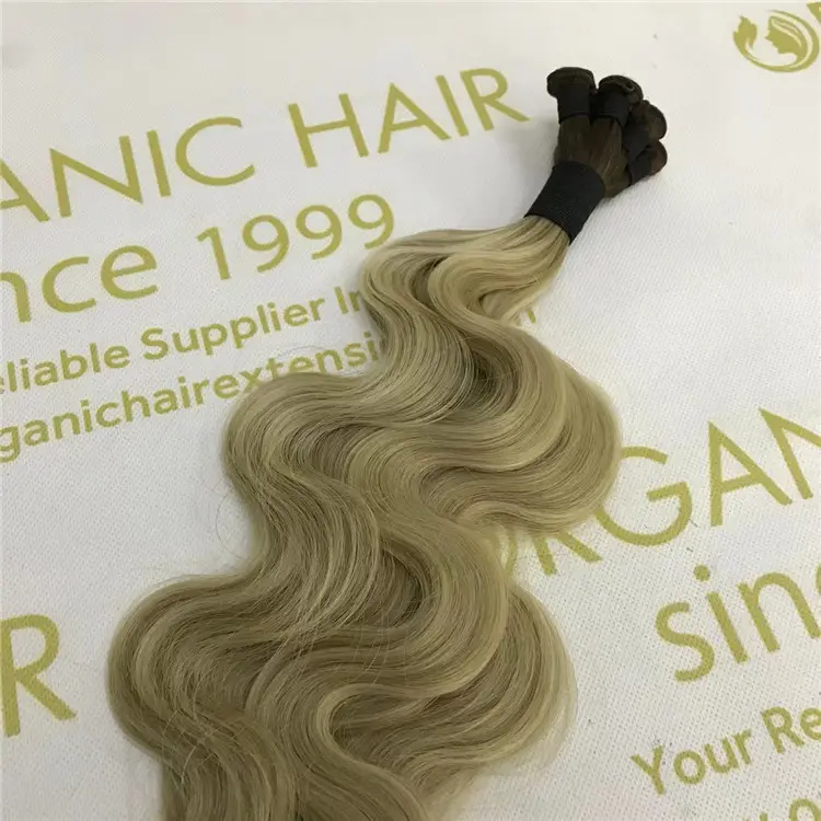 Wholesale human full cuticle remy hand tied weft and genius weft natural wave X408